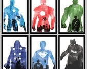 Superhero Poster Collection: Captain America, Iron Man, Hulk, Thor, Superman, and Batman - 11x17