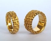 24k And 14K Yellow Gold Pebbles Wedding Ring -  Special Sales