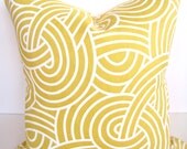 PILLOW 12x16 or 12x18 Throw Pillow Cover Lumbar  YELLOW  GOLD Decorative Throw Pillows Swirl Contemporary Home decor