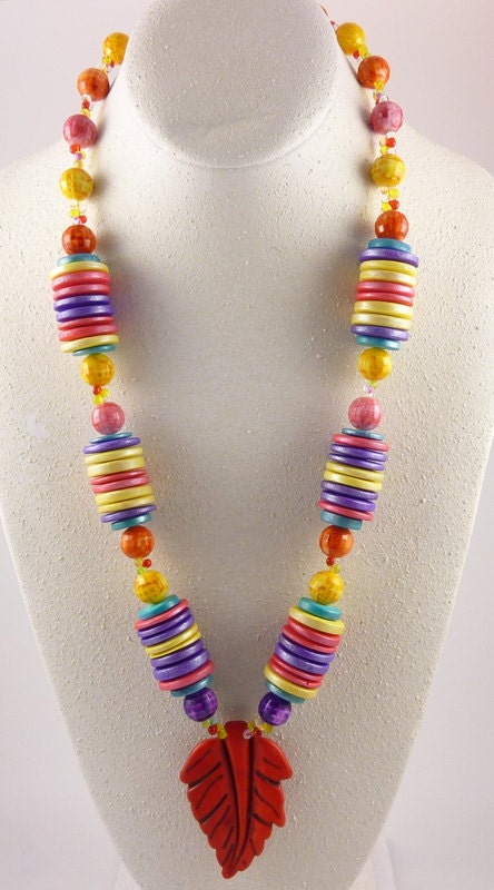 Let's Get Tropical Red Leaf Necklace