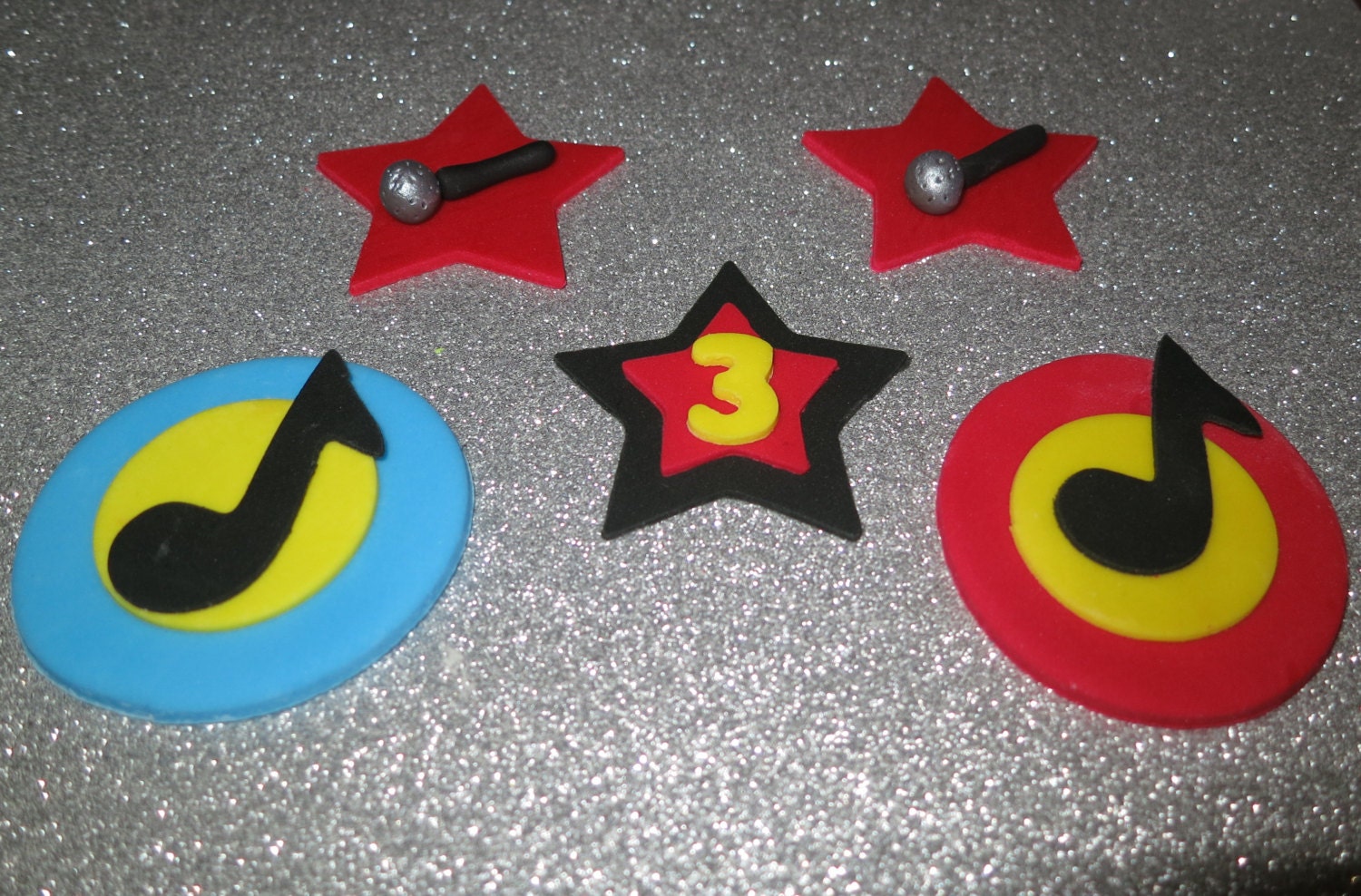 Music Note or Rock Star Cupcake toppers-your choice of colors Il_570xn