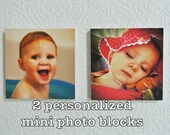 personalized gift, custom photo blocks, your 2 photos on 4.5x4.5" blocks, customized gift portrait photograph photography