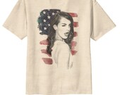 Retro Lana Del Rey Us Flag Rock T-Shirt Tee Organic Cotton Vintage Look Size S M L