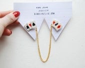 Playing Card Collar Clips / hand drawn / hand made
