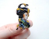 Hand drawn vintage tattoo brooch