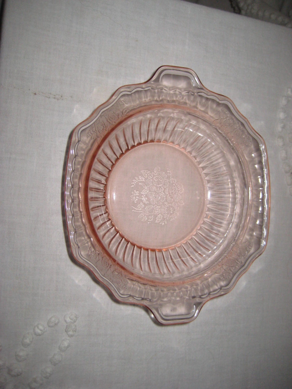 reserved Pink Depression Glass Bowl Small by EndlesslyVintage