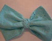 Aqua or white eyelet lace hair bow