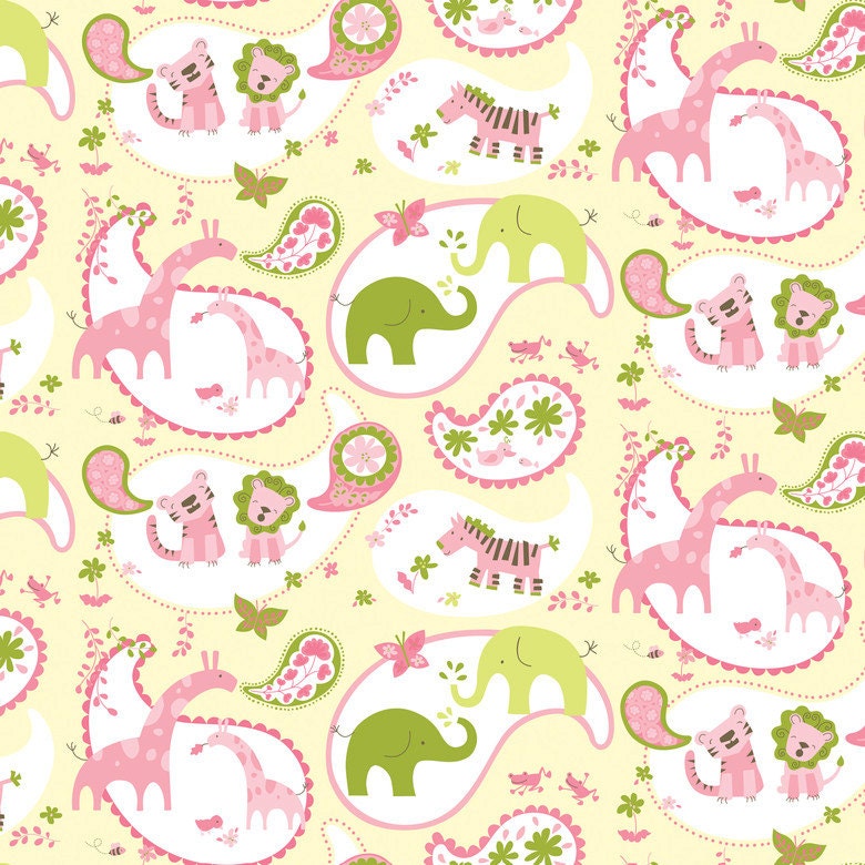 Blend Fabrics Animal Parade Animal Paisley Yellow-1 Yard