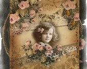 Victorian Girl Digital Wall Art Collage Print, Floral Rose Shabby Chic,  Digital Download, Scrapbook Supplies. No. 604