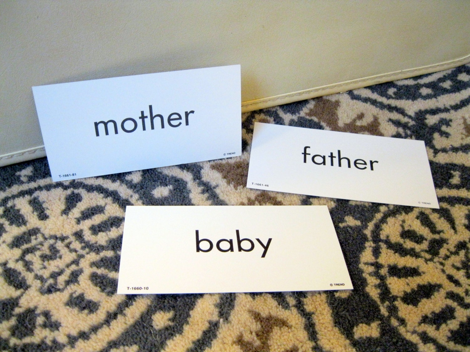 Numbers: Set of 15 Vintage Flash cards, paper ephemera, sight words, baby shower decor, nursery decor set 1