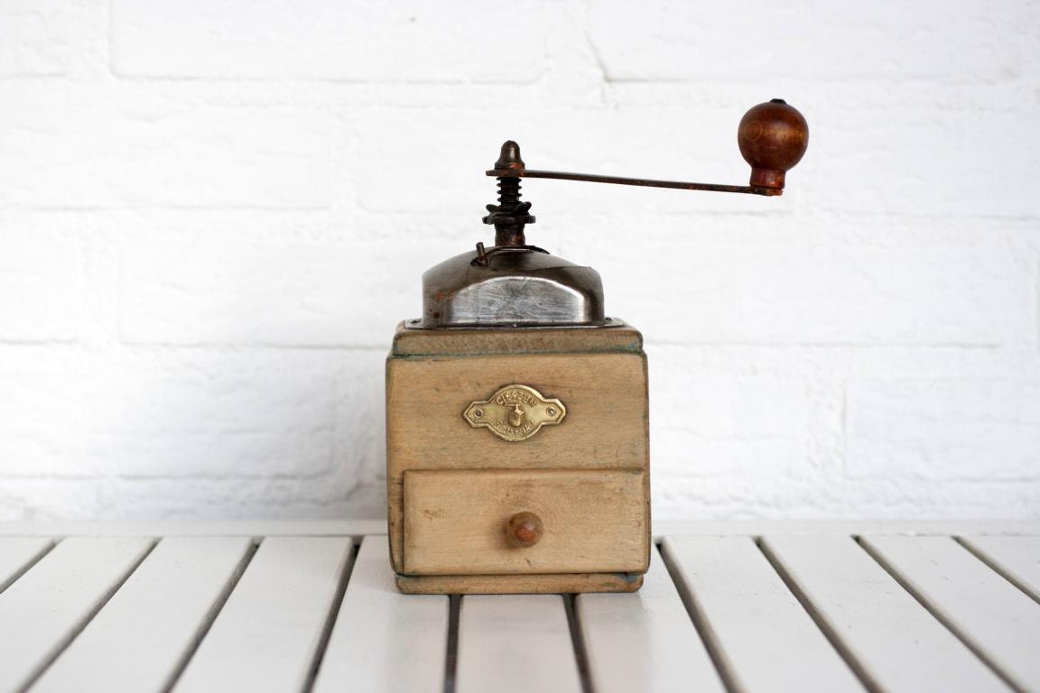 Vintage Circa 1940s Wooden Coffee Grinder From Poland