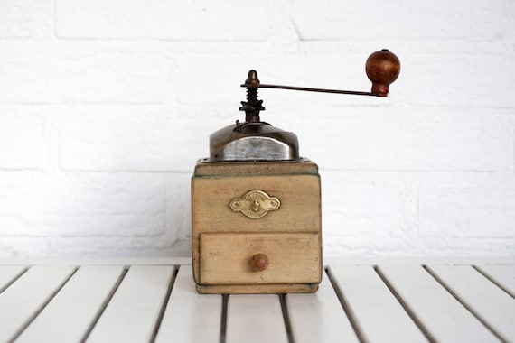 Vintage Circa 1940s Wooden Coffee Grinder From Poland