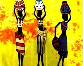 African Fabric Batik tie-dye images hand printed fabric Yellow Sold by three images.