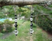 Elegant Black and Clear Swarovski Heart Drop Earrings, Mother's Day Gift, Prom Earrings