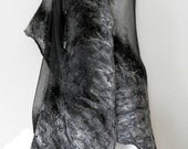 nuno felted silk scarf shawl I-GREY handmade, free shipping, silk, wool, silk fibers, 100% natural, eco fashion by Kantorysinska