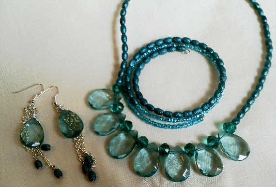Handmade Teal Jewelry Set of 3 Pieces
