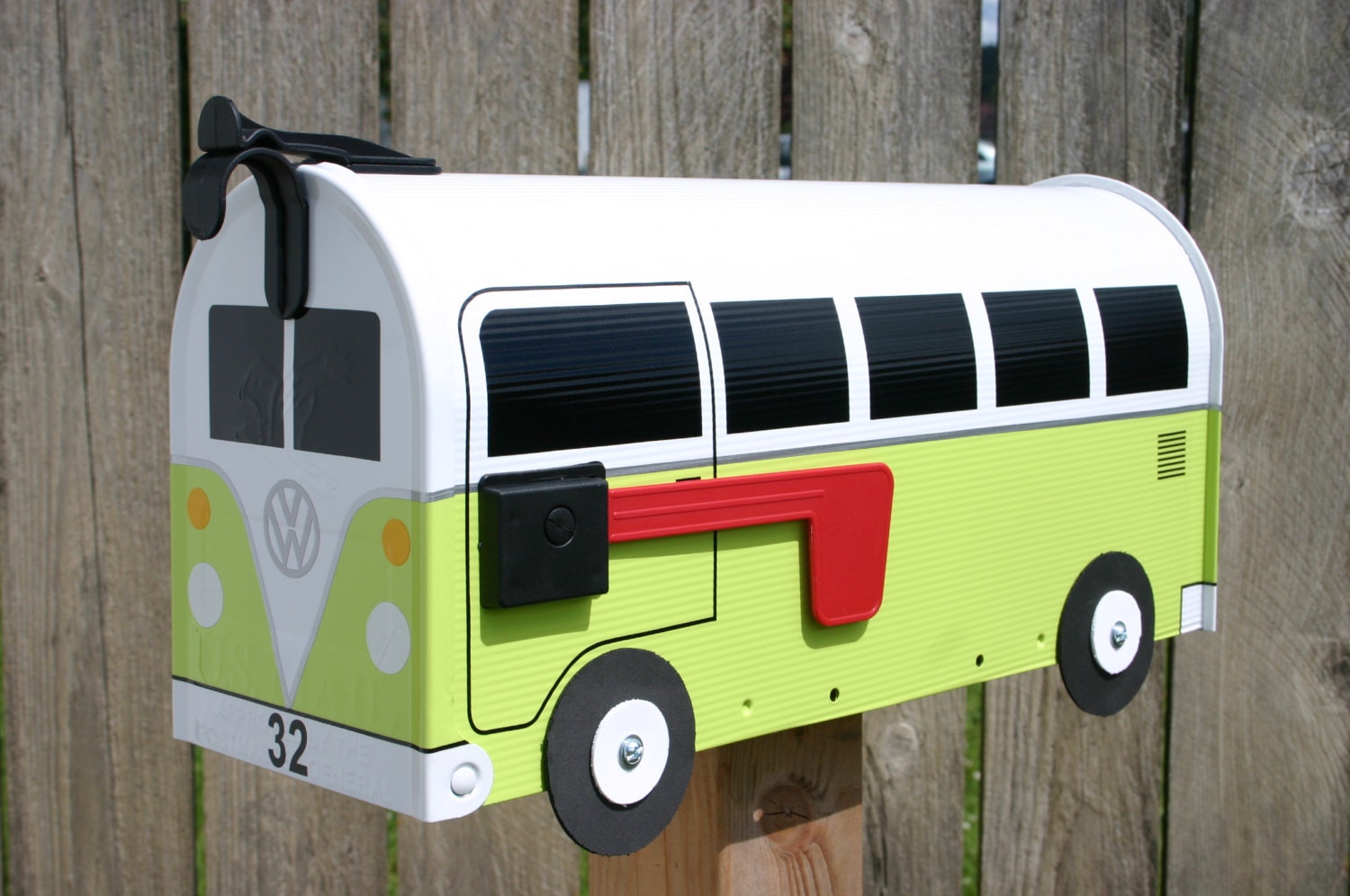Lime Green Volkswagen Bus Mailbox by TheBusBox Custom made - Choose your color - SplitBusBox