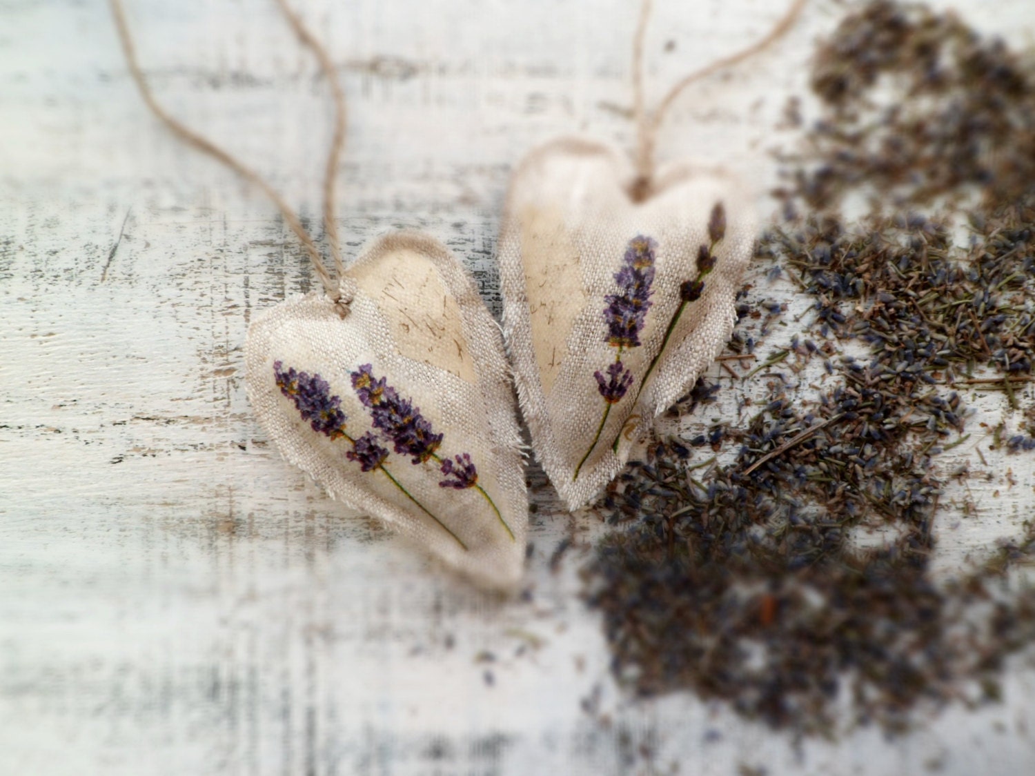 Set of 2 lavender heart sachets gift for couple Provence rustic shabby chic wedding favors, wedding decor