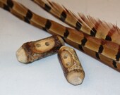 Wood Toggle Buttons Set Of 2 White Paper Birch Rustic Handmade Knitting/Crochet Accent Buttons