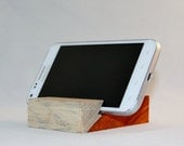 Wood Phone Stand Exotic African Padauk Solid Hardwood with natural white accent edge  Fits iPhone iPod Android