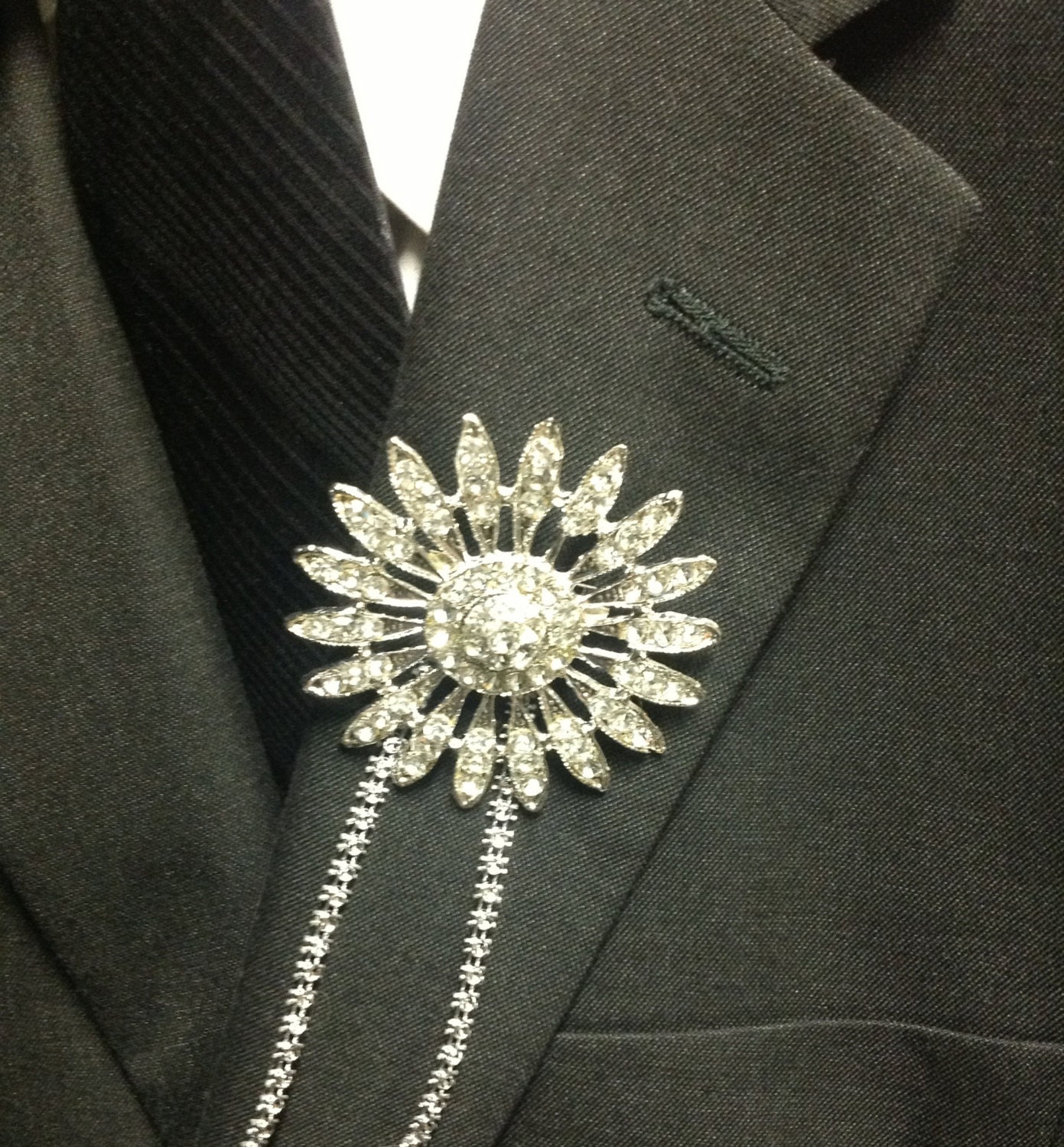 Rhinestone Brooch Groom's Boutonniere