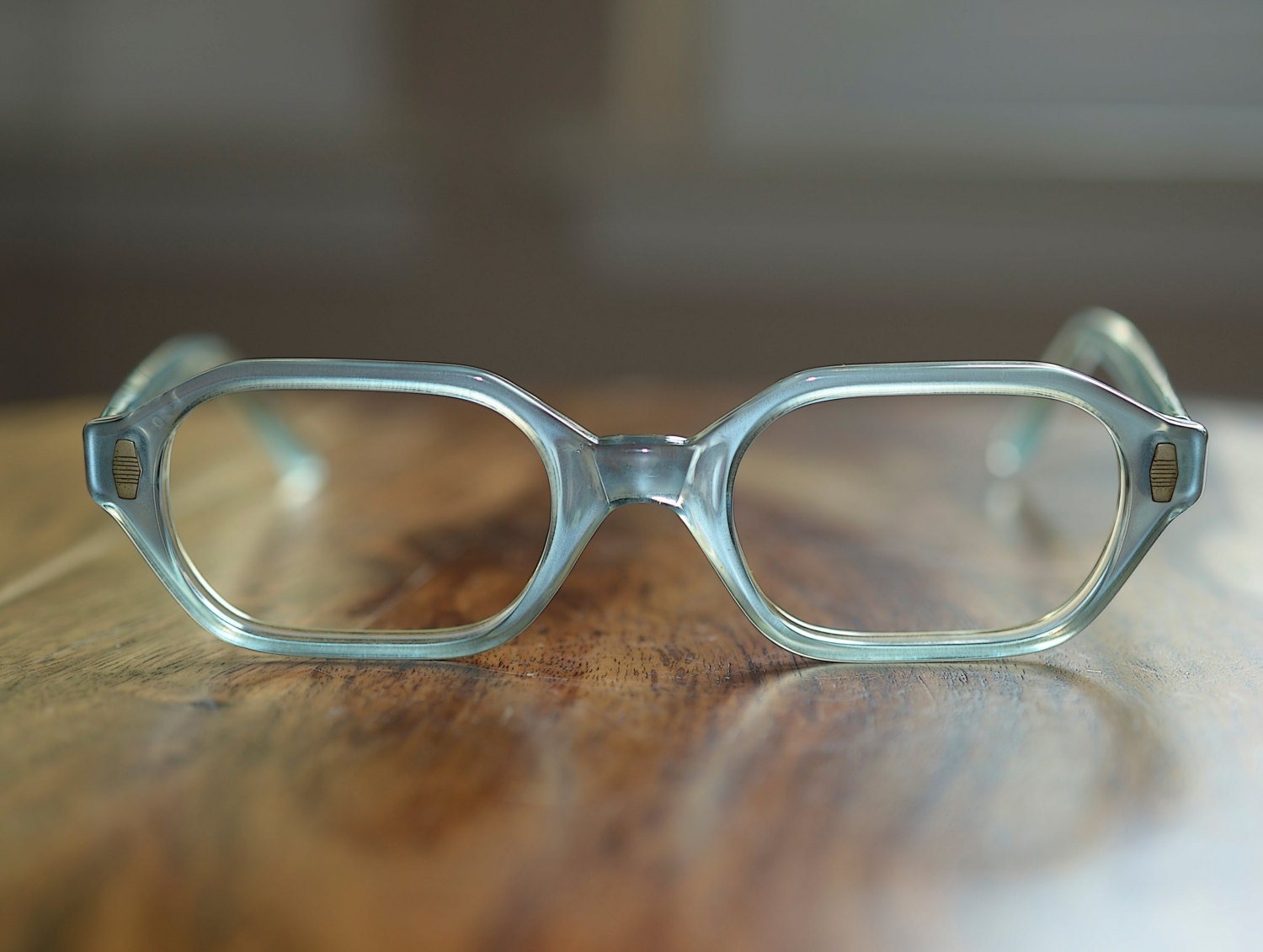 Vintage 1980s Rectangle Aqua Eyeglasses USA NOS