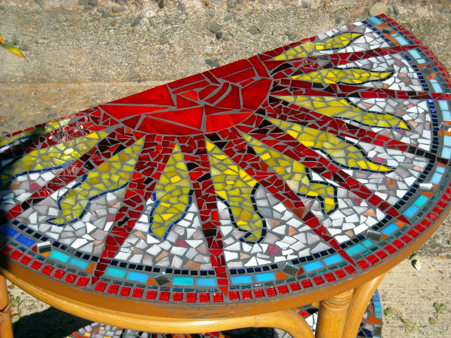 handmade mosaic customized table tops. personalized for u, reclaimed wood, round, bistro