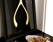 Art Print 24K Gold Wishbone on Black Painting Original Fine Wall Art by Jennifer Latimer