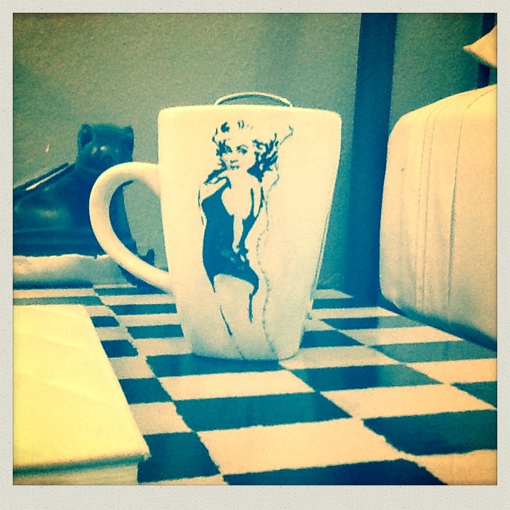 Marilyn Monroe Coffee Mug Black Bathing Suit Typography Quote