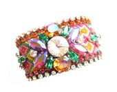 Swarovski embroidered friendship cuff bracelet - friendship bracelet, swarovski bracelet, swarovski cuff