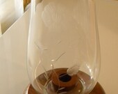 Vintage Kustom Kraft Black Walnut and Crystal Hurricane Lamp Mid Century Gifts Under 20 Dollars