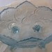 Mid Century Jeanette Glass Company Aqua Pressed Glass Footed Pedestal Bowl