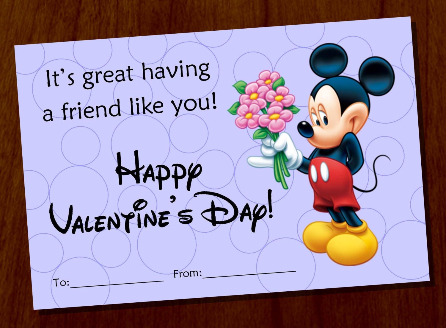 ON SALE Mickey Mouse Valentine's Day Custom Printable Card, Digital File Il_170x135