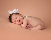 Crocheted  newborn crown/tiara ,white cotton with tiny white beads,made to order,  newborn photography