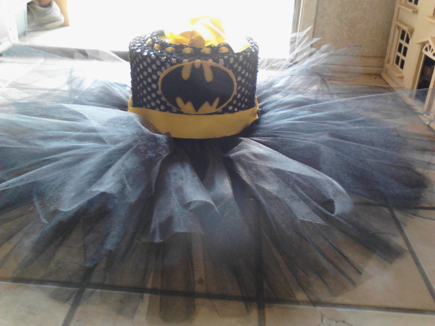 Batman inspired tutu with matching headband  fits 6 months to 7 yrs