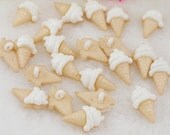 5 pc White Ice cream cone button- plastic - scrapbook button