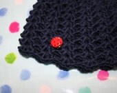 Hats Crochet baby beanie hat and Mary Jane shoes in Navy blue natural bamboo and cotton mix. Newborn baby to 6 months approximately.