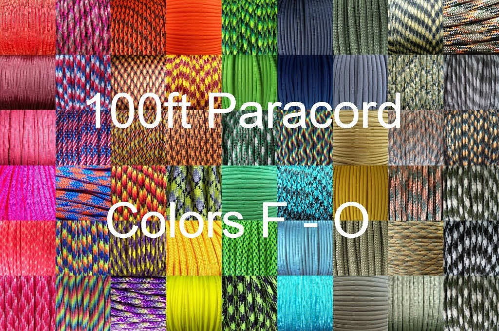 Paracord  Color Names F to O   100 Feet of Parachute Cord in Your Choice of Colors