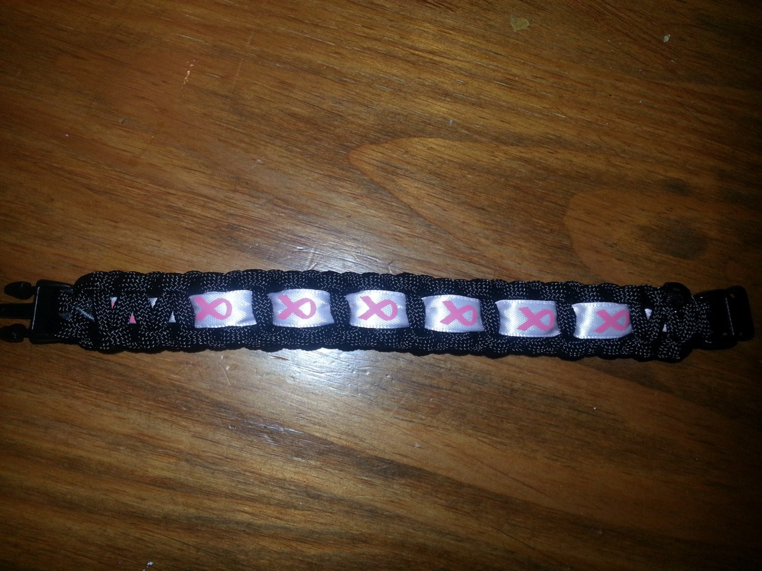 8'' black breast cancer survival bracelet