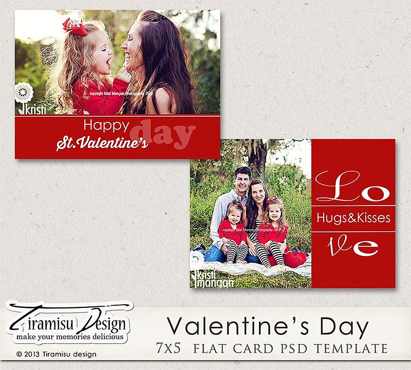 SALE 40% OFF 5x7 Valentine Card Photoshop Template, "Valentine's Day" 3