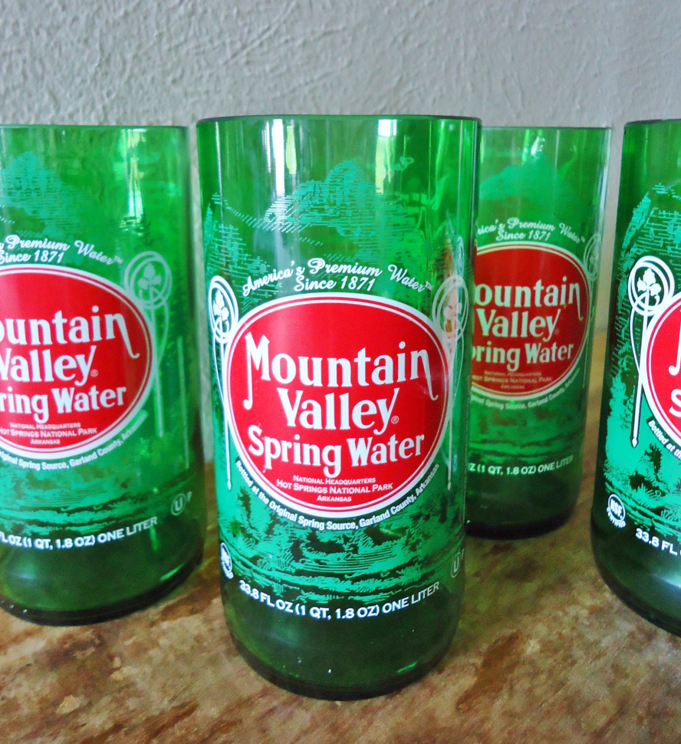 Drinking Glasses made from Recycled Mountain Valley Spring Water Bottles 24 oz Set of 4