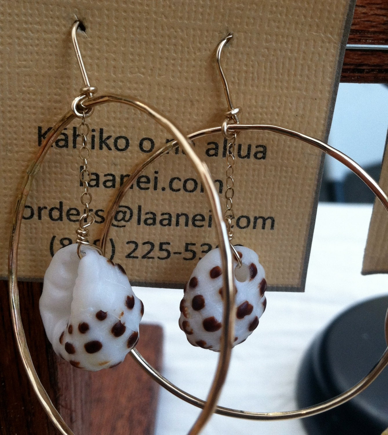 Kulapepeiao Apo Drupa- Drupe, cone, or other shell hoops or teardrop chain earrings