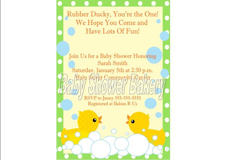 Printable Rubber Duck Baby Shower Invitation, Rubber Duck Baby Shower ...