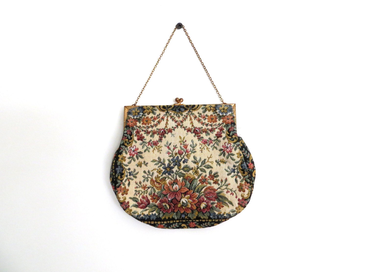 Vintage Tapestry Bag / Evening Clutch / Made in France / 1940's