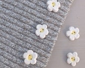 White buttons ceramic pottery flower flatback buttons white and yellow flower embellishment