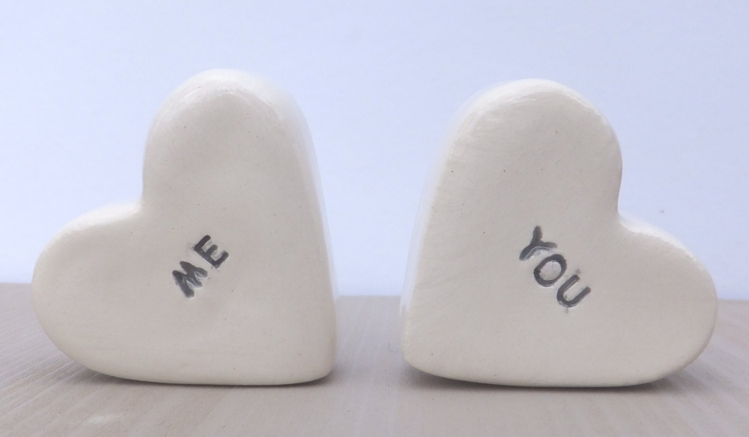 Ceramic love heart pebble me and you ceramic valentine wedding gift cake topper decoration