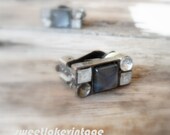 Vintage geometric clip earrings- silver/kristal earrings- clips with white/grey stones- Woman jewelry- 60s vintage