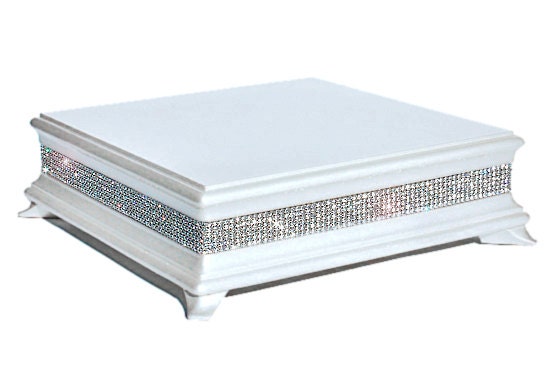 14 inch Square Bridal White Diamond Cake Stand