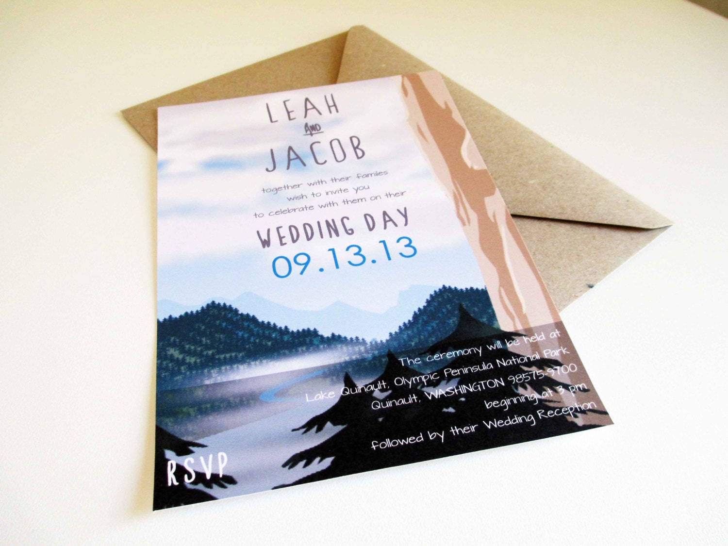 PRINTABLE 5"x7" Olympic Peninsula Destination Wedding Invitation