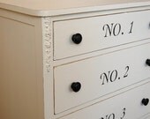 Painted and Distressed Cottage White Dresser  Anthropology Style  with Numbers